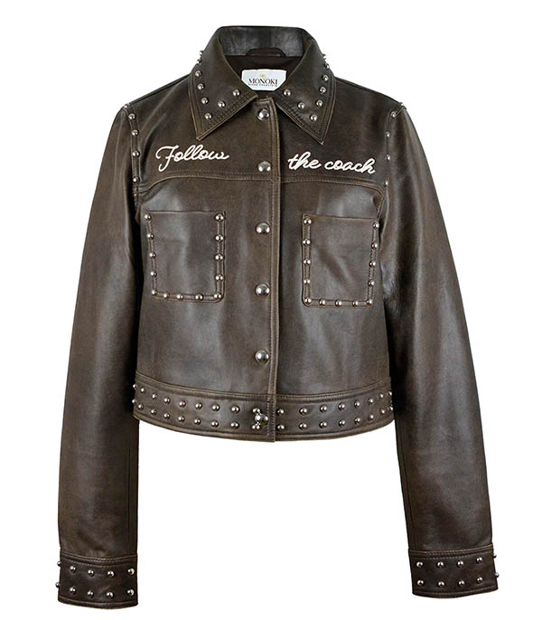 Veste en daim à studs Dark Brown Monoki - Taille Taille unique
