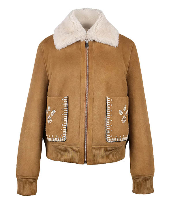 Veste en peau lainée Roxy Camel Monoki - Taille Taille unique