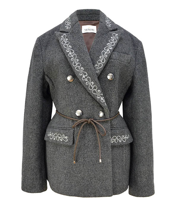 Blazer lainé croisé Harrison Grey Monoki - Taille Taille unique