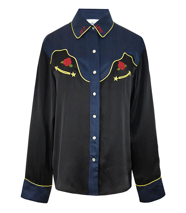 Chemise Dolly en soie Black/Navy Monoki - Taille Taille unique