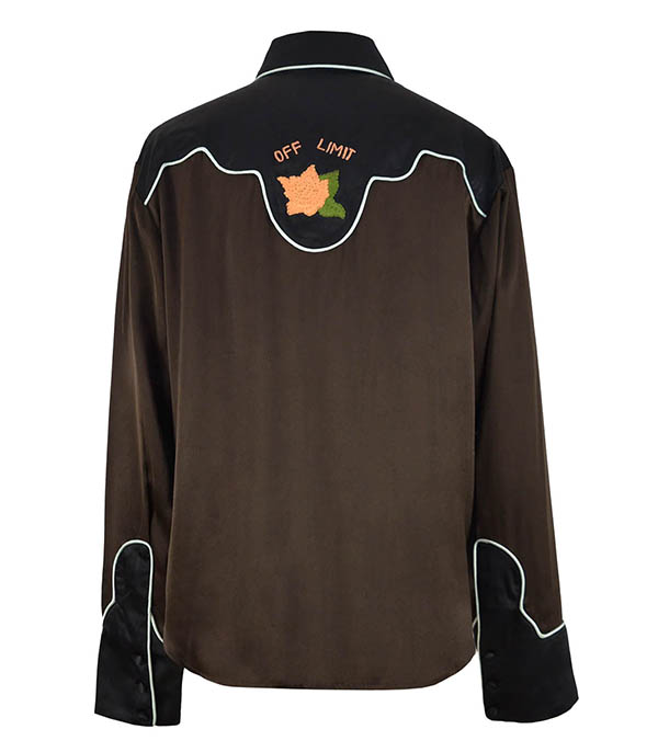 Chemise Dolly en soie Brown/Navy Monoki