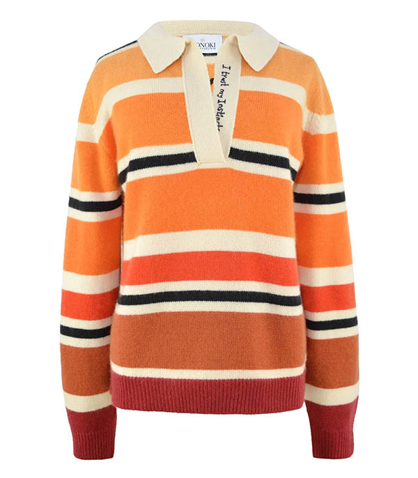 Polo en cachemire rayé Orange Combo Monoki - Taille Taille unique