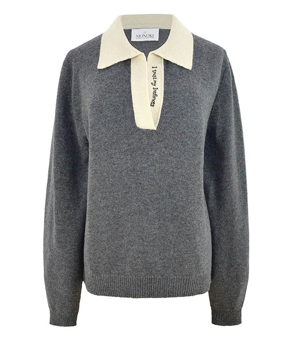 Polo cachemire uni Grey Monoki - Taille Taille unique