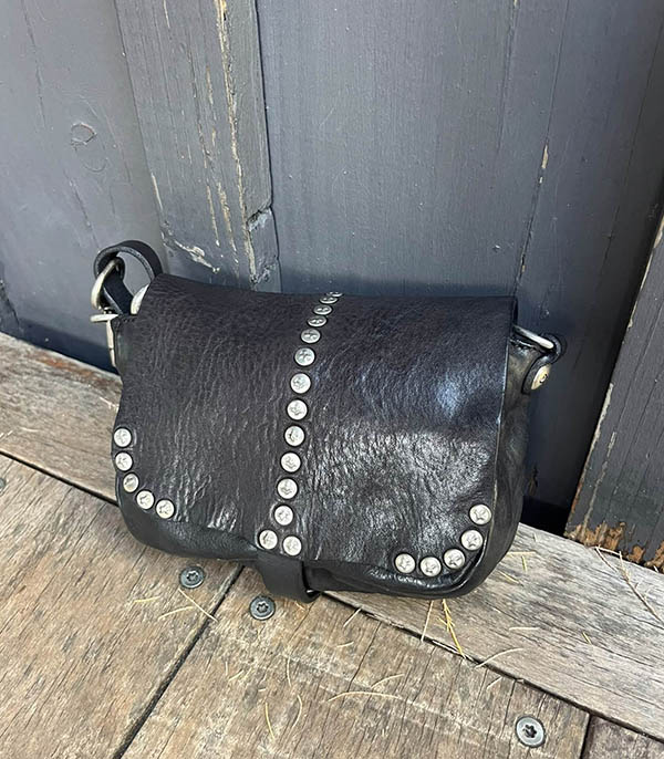 Sac Bandoulière à clous Mini Serena Noir Campomaggi