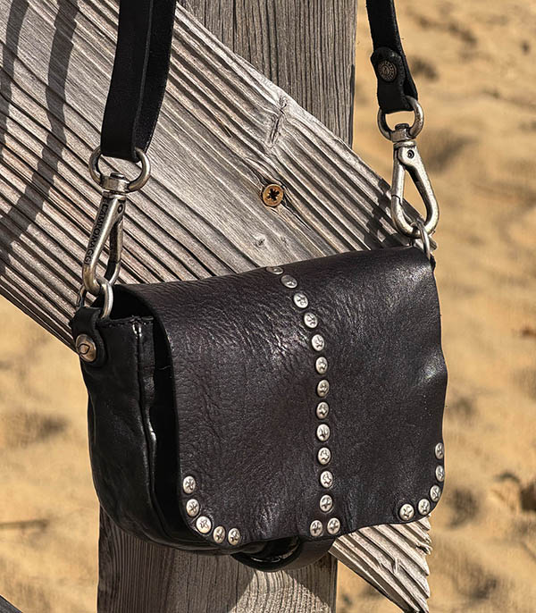 Sac Bandoulière à clous Mini Serena Noir Campomaggi