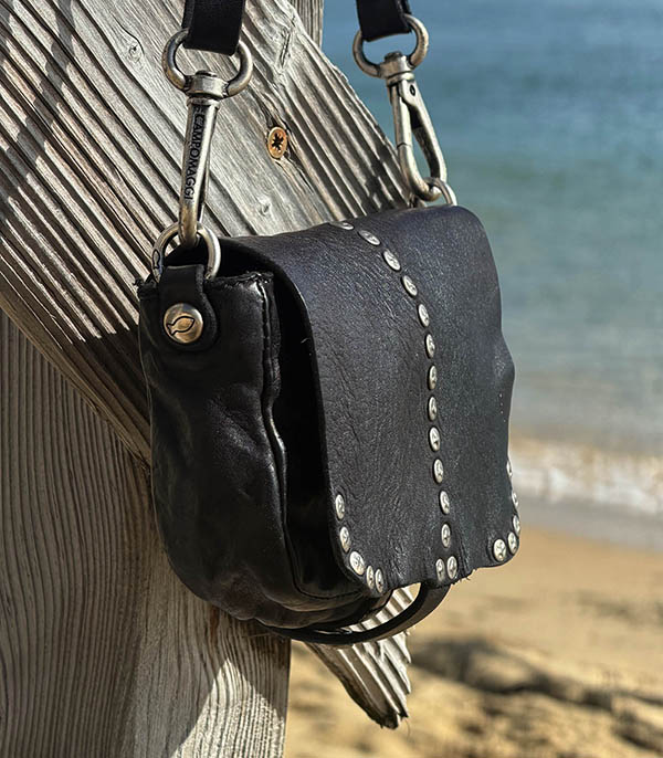 Sac Bandoulière à clous Mini Serena Noir Campomaggi