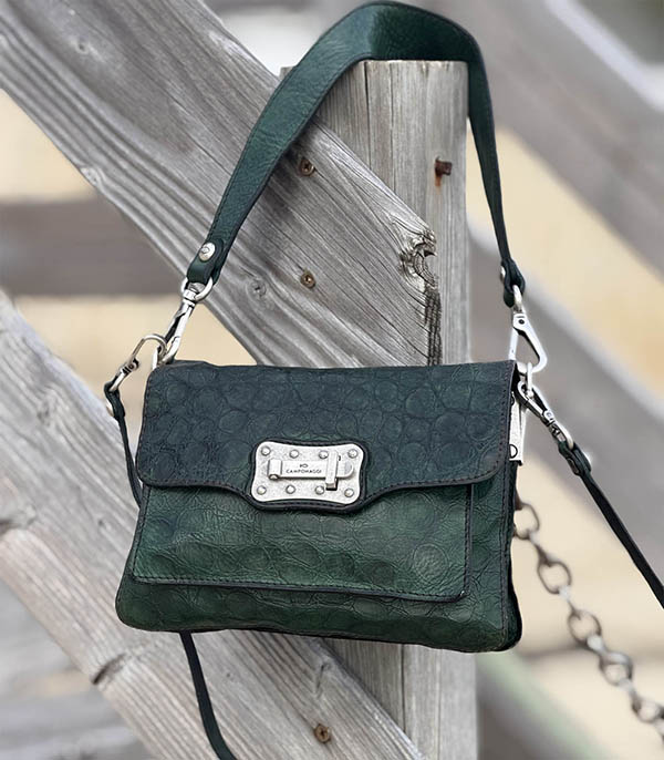Sac bandoulière Small Agnese en cuir vert bouteille Campomaggi