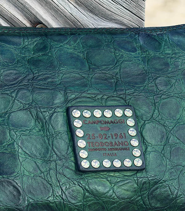 Sac bandoulière Small Agnese en cuir vert bouteille Campomaggi