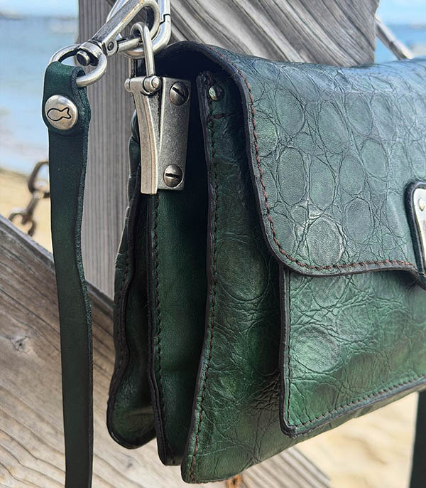 Sac bandoulière Small Agnese en cuir vert bouteille Campomaggi