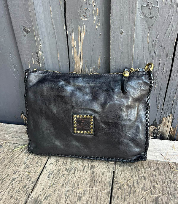 Pochette Asteria en cuir noir Campomaggi