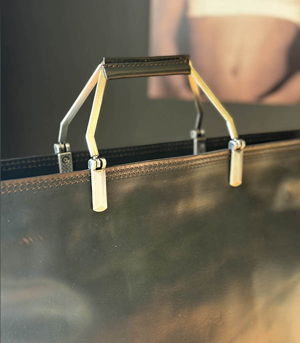 Sac Shopping Giuditta L en cuir gris Campomaggi