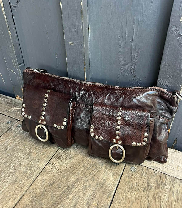 Sac bandoulière à clous Ottavia en cuir Brown Campomaggi