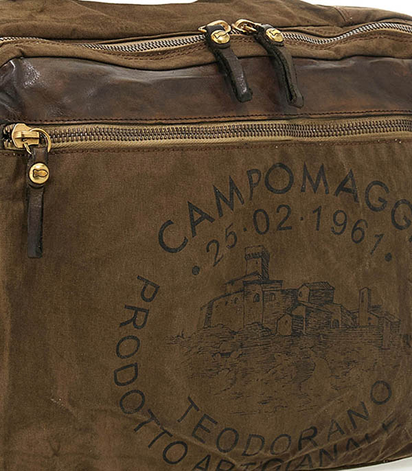 Sac à dos Sequoia cuir & toile Military Campomaggi