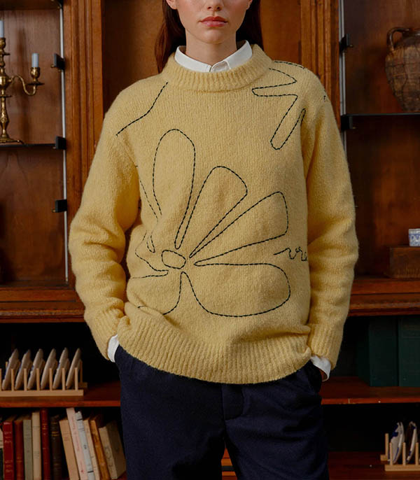 Pull Croquis Jaune Vrai