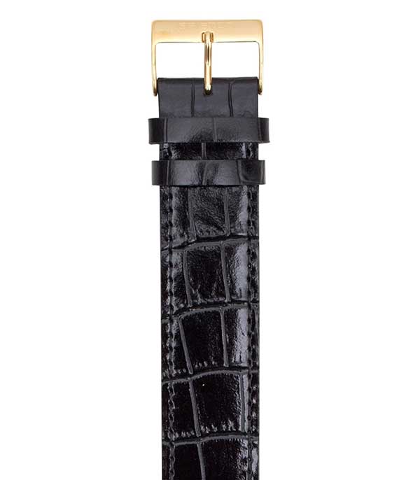 Bracelet Luxury en cuir - alligator noir boucle or jaune Briston