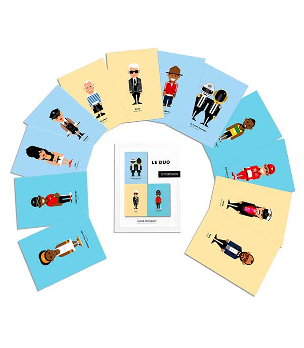 Lot de 12 cartes postales Pop Culture Le Duo Image Republic