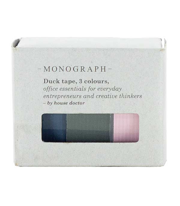 Lot de 3 rubans adhésifs gris, vert et rose Monograph