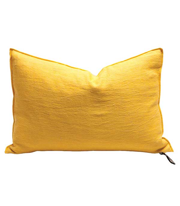 Coussin lin lavé froissé 60 x 90 cm tournesol Maison de Vacances