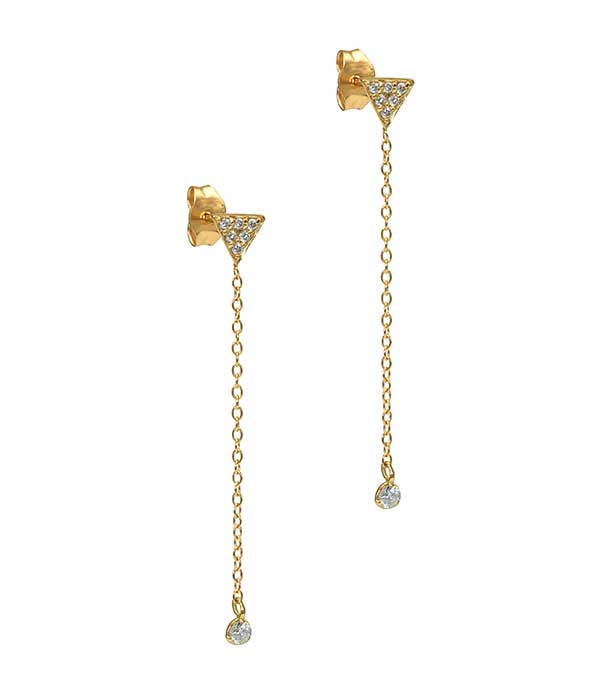 Boucles d'oreilles chaîne triangle diamants And... Paris