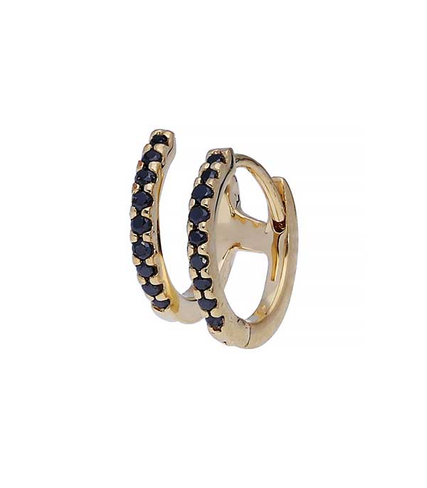 Boucle d'oreille double créole diamants noirs And... Paris