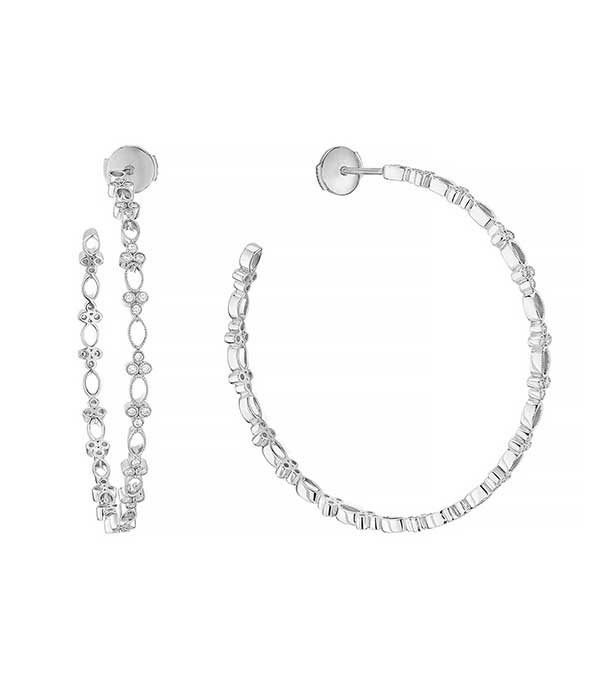 Créoles volupté en or blanc Stone Paris