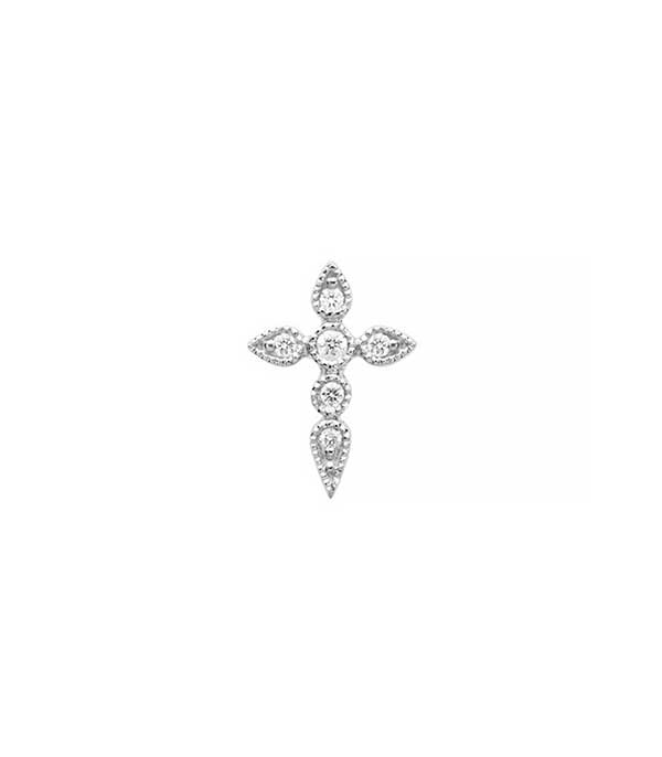Boucle d'oreille Céleste bouton or blanc Stone Paris