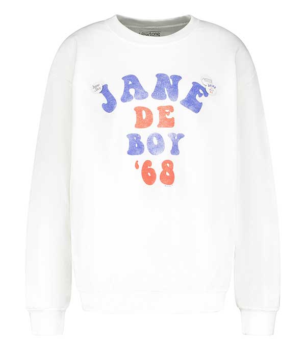 Sweat-shirt Roller Jane de Boy '68 Blanc/Bleu/Rouge Newtone