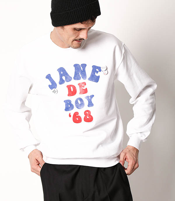 Sweat-shirt Roller Jane de Boy '68 Blanc/Bleu/Rouge Newtone