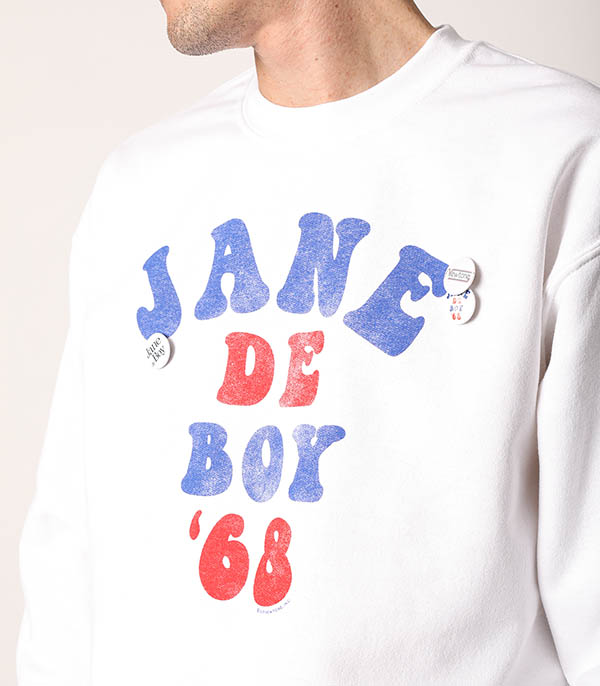 Sweat-shirt Roller Jane de Boy '68 Blanc/Bleu/Rouge Newtone