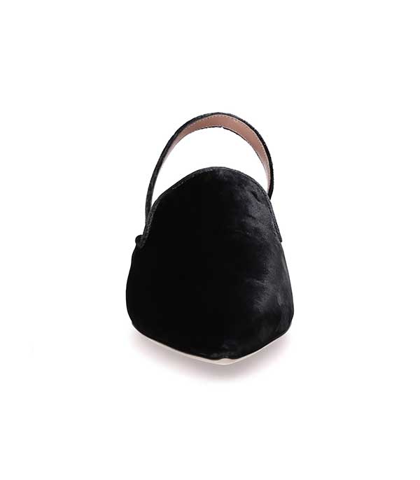 Mule en velours gris Alberta Ferretti