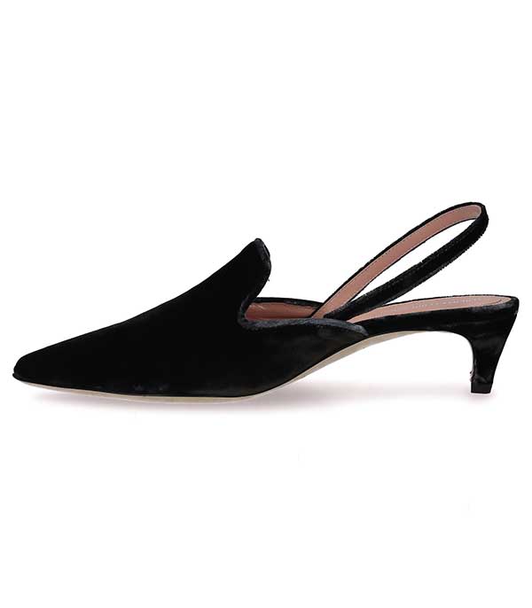 Mule en velours gris Alberta Ferretti