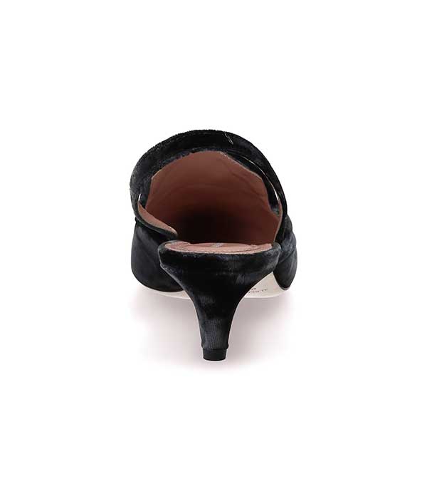 Mule en velours gris Alberta Ferretti