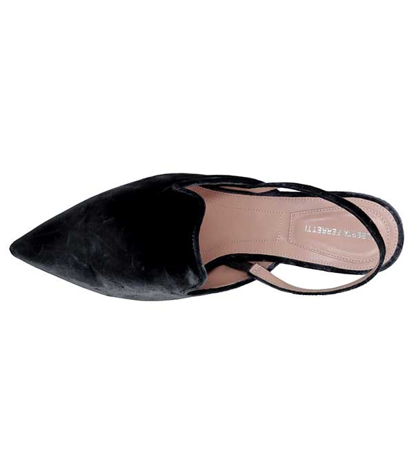 Mule en velours gris Alberta Ferretti