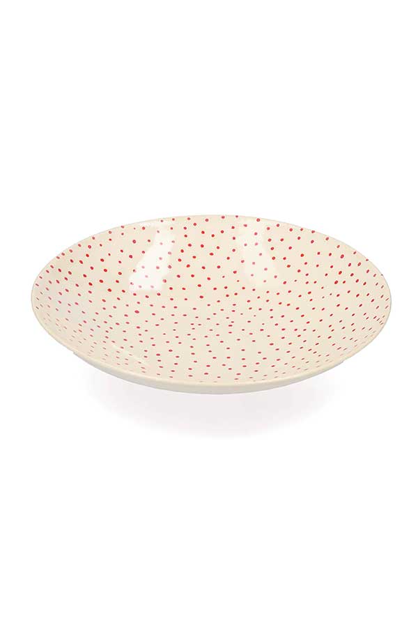 Assiette creuse en céramique Pois rouges Three Seven