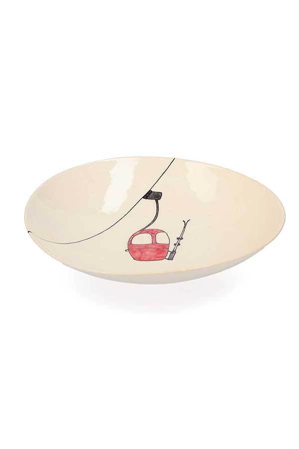 Assiette creuse en céramique Télécabine rouge Three Seven
