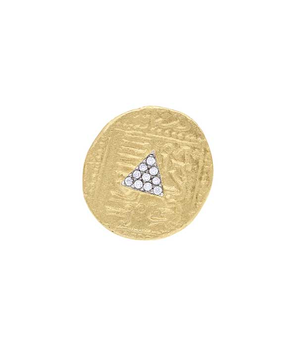 Bague dorée Ring Coin Pyramide Maison Irem - Taille 54