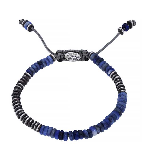 Bracelet Ingot à perles de pierres et d'argent M.Cohen by Maor - Taille XL