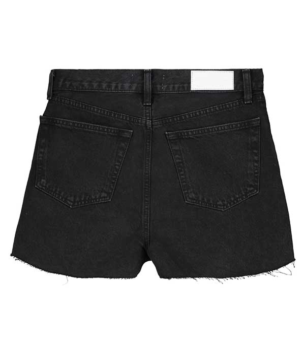 Short à taille haute en denim noir surteint RE/DONE