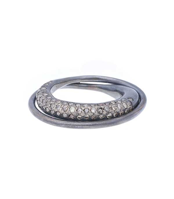 Bague doublée Kirsten St Dia argent et diamants cognac Rosa Maria - Taille 56