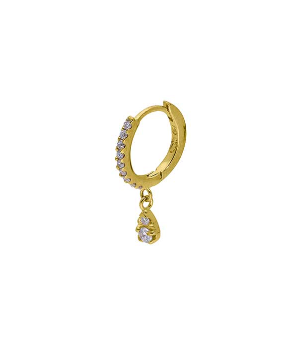 Créole or jaune demi-pavée diamants et goutte 2 diamants And... Paris