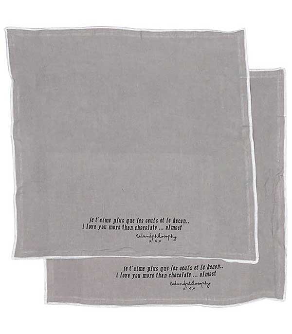 Lot de 2 serviettes Dinners 45 x 45 cm + bocal (pas de vente web) Bed and Philosophy