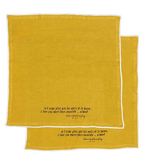 Lot de 2 serviettes Dinners 45 x 45 cm + bocal (pas de vente web) Bed and Philosophy