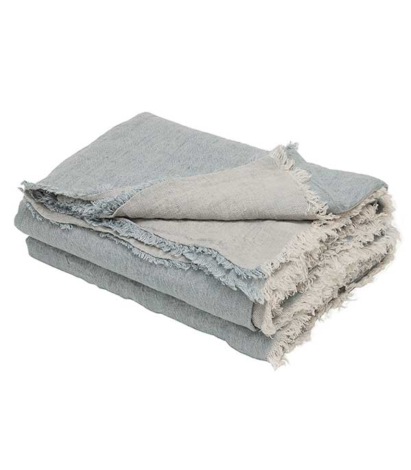 Plaid Vice Versa Frangé Lin Lavé Froissé 140 x 250 cm Maison de Vacances à -60%