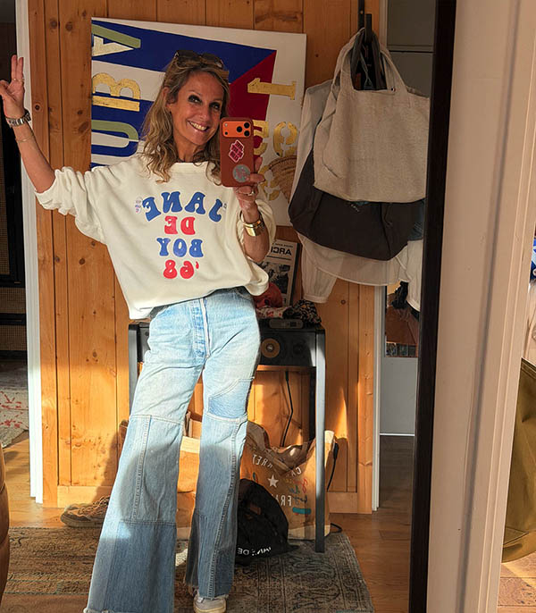 Sweat-shirt Roller Jane de Boy '68 Blanc/Bleu/Rouge Newtone