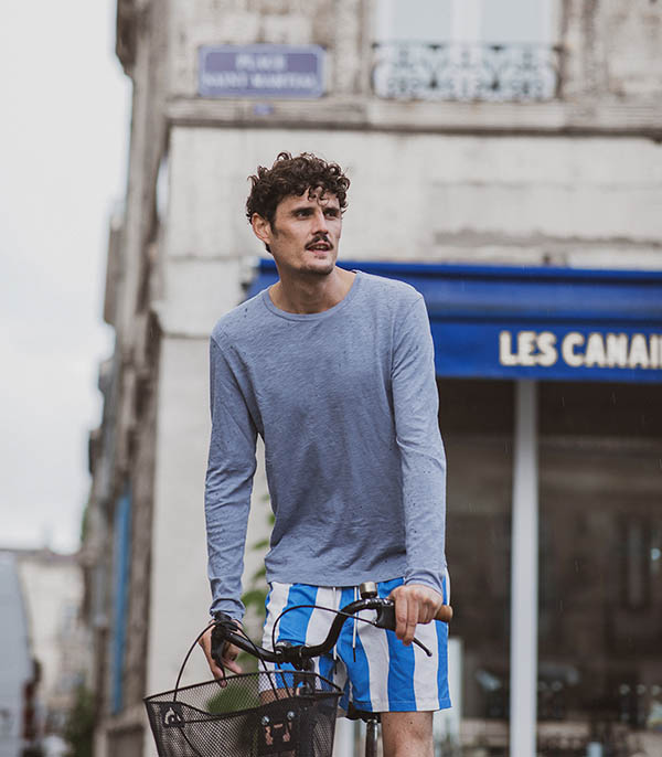 Tee-shirt manches longues col rond homme Bysapick  American Vintage