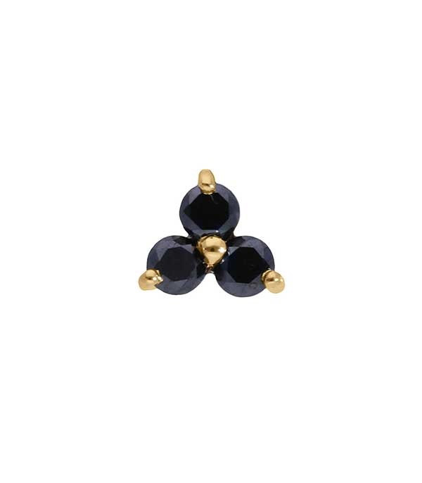 Boucle d'oreille stud trilogie or jaune et diamants noirs And... Paris
