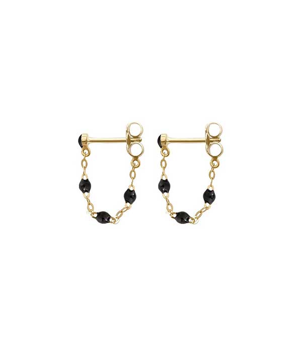 Boucles d'oreilles or jaune et perles de résine Gigi Clozeau