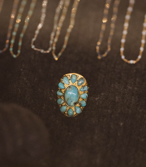 Bague Navajo plaqué or et turquoise Aurélie Bidermann