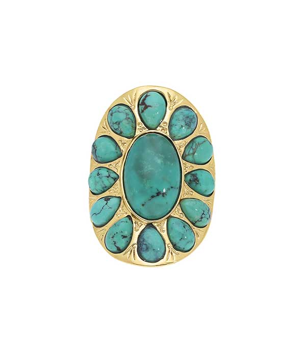 Bague Navajo plaqué or et turquoise Aurélie Bidermann