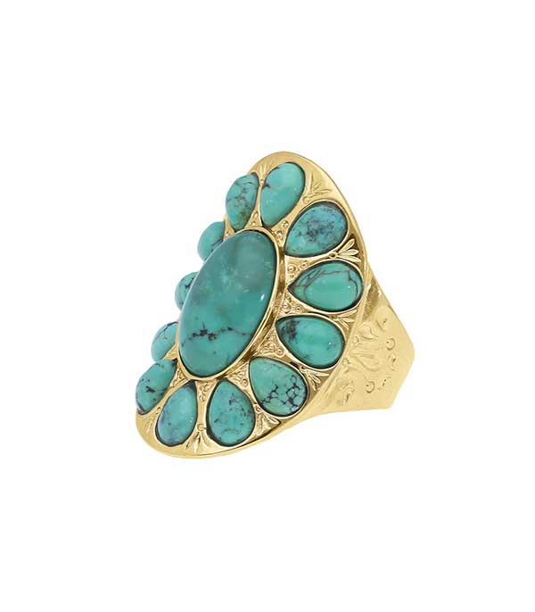 Bague Navajo plaqué or et turquoise Aurélie Bidermann